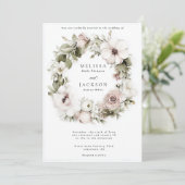 Invitation Mariage de courme de fleurs d'aquarelle de crème (Debout devant)