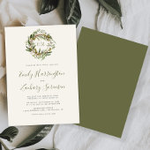 Invitation Mariage de courme d'olive rustique aquarelle