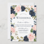 Invitation Mariage de couronne bleu bleu bleu rose (Devant)