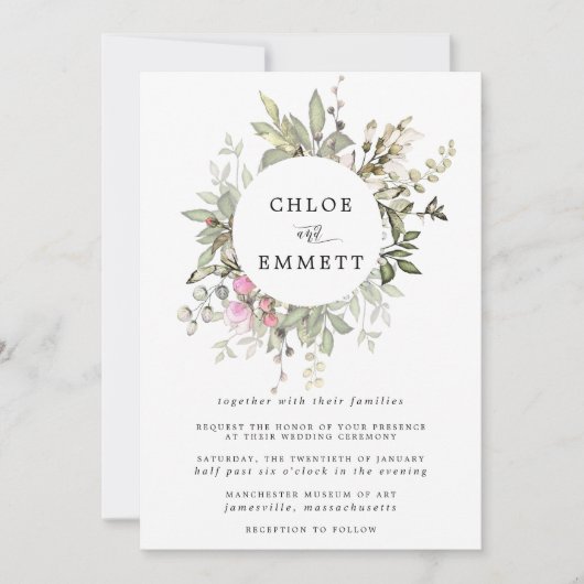 Invitation Mariage de couronne botanique moderne Boho (Devant)