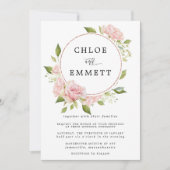 Invitation Mariage de couronne botanique rose vif (Devant)