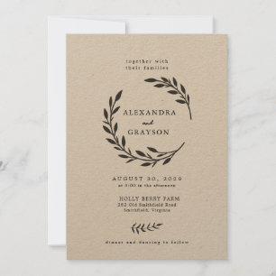 Invitation Mariage de couronne de Fleur sauvage rustique