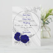 Invitation mariage de couronne de fleurs bleues royales (Debout devant)