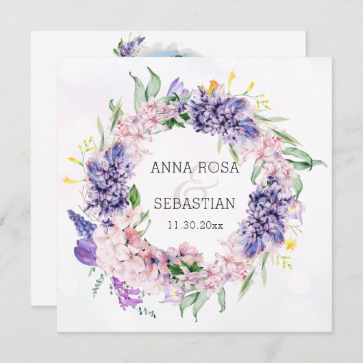 Invitation *~* Mariage de couronne de fleurs Boho QR RSVP AR1 (Devant / Derrière)
