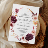 Invitation Mariage de couronne de fleurs de Bourgogne automna