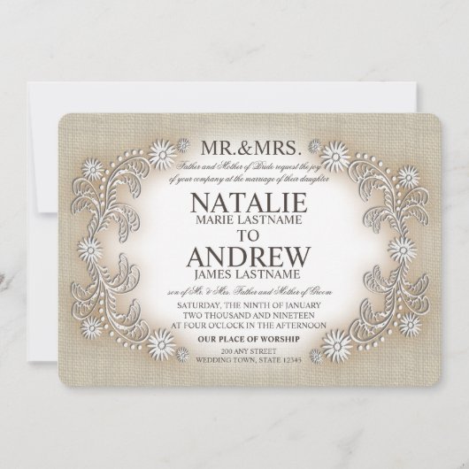 Invitation Mariage de couronne de fleurs de marais (Devant)