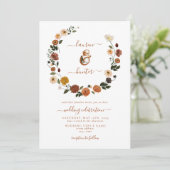 Invitation Mariage de couronne de fleurs orange brûlées (Debout devant)