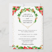 Invitation Mariage de couronne de fraises Floral Heart (Devant)