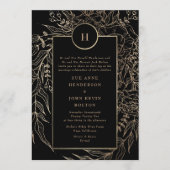 Invitation Mariage de couronne de monogramme d'or noir Premiu (Devant)