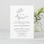 Invitation Mariage de couronne de monogramme floral botanique (Debout devant)