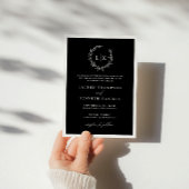 Invitation Mariage de couronne de monogramme noir traditionne