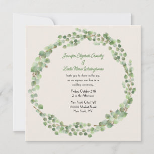 Invitation Mariage de couronne d'eucalyptus