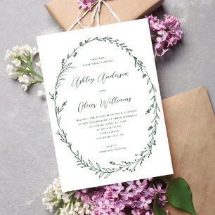 Invitation Mariage de couronne Fleur sauvage blanc foncé