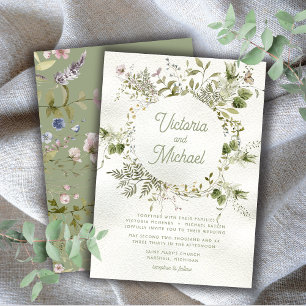 Invitation Mariage de couronne Fleur sauvage Woodland