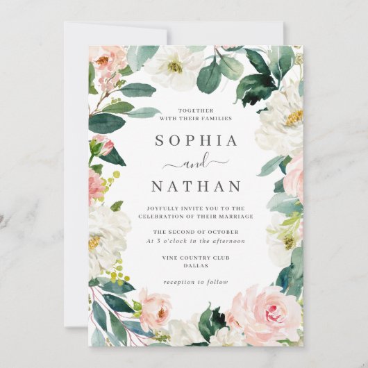 Invitation Mariage de couronne florale (Devant)