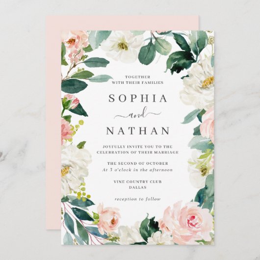 Invitation Mariage de couronne florale (Devant / Derrière)
