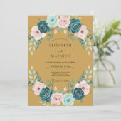 Invitation Mariage de Couronne Florale Éthérée Ocre (Debout devant)