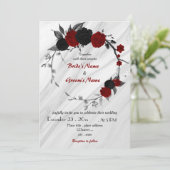 Invitation mariage de couronne florale rouge et noire (Debout devant)