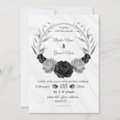 Invitation mariage de couronne gris argenté et noire (Devant)
