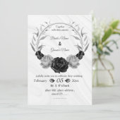 Invitation mariage de couronne gris argenté et noire (Debout devant)