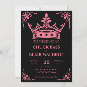 Invitation Mariage de couronne rose noir