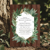 Invitation Mariage de couronne rustique verdure et bois