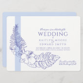 Invitation mariage de couronne tropicale bleue (Devant / Derrière)