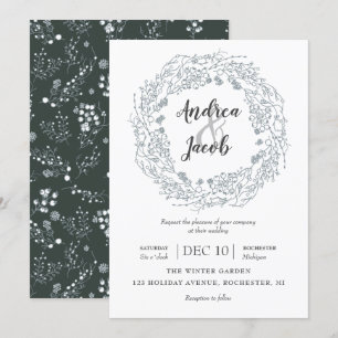 Invitation Mariage de couronnes de Berries d'hiver blanc