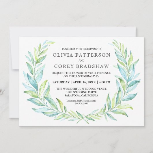 Invitation Mariage de couronnes de Laurel (Devant)