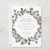 Invitation Mariage de couronnes de rouille moderne vert Eucal (Devant)