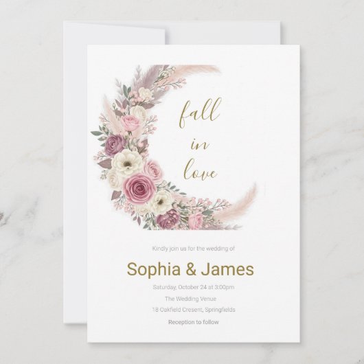 Invitation Mariage de couronnes florales blanches (Devant)