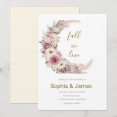 Invitation Mariage de couronnes florales blanches (Devant / Derrière)