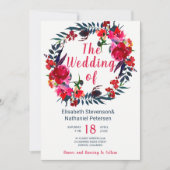 Invitation Mariage de couronnes florales de boho rouge rustiq (Devant)