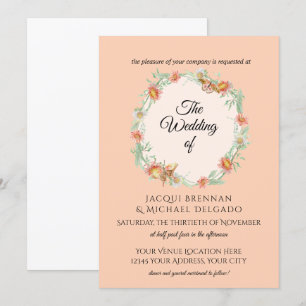 Invitation Mariage de couronnes florales de Papillon à pinte