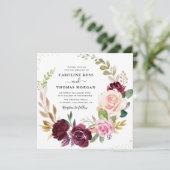 Invitation mariage de couronnes florales de prune et de pêche (Debout devant)