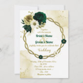 Invitation Mariage de couronnes florales en ivoire vert émera (Devant)