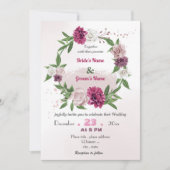 Invitation mariage de couronnes florales romantique mauve ros (Devant)