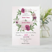 Invitation mariage de couronnes florales romantique mauve ros (Debout devant)