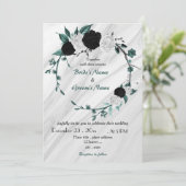 Invitation mariage de couronnes turquoise bleu blanc et noir (Debout devant)