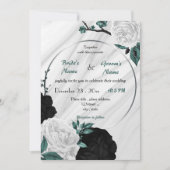 Invitation mariage de couronnes turquoise bleu blanc et noir (Devant)