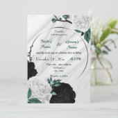 Invitation mariage de couronnes turquoise bleu blanc et noir (Debout devant)