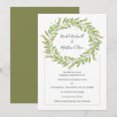Invitation Mariage de couronnes vertes (Devant / Derrière)