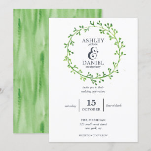 Invitation Mariage de courroie à aquarelle feuille