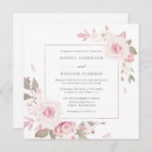 Invitation Mariage de courroie à cadre floral doux (Devant / Derrière)