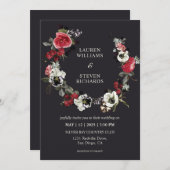 Invitation Mariage de courroie Moody Black Roses (Devant / Derrière)