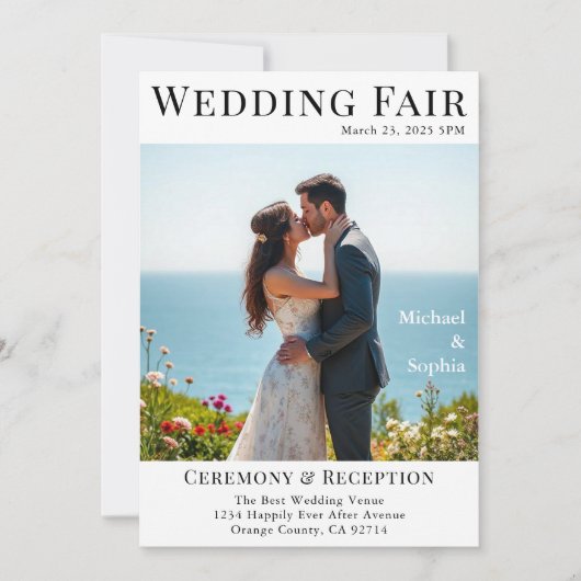 Invitation Mariage de couverture de magazine à la plage (Devant)