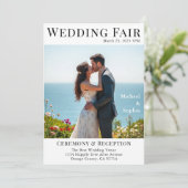 Invitation Mariage de couverture de magazine à la plage (Debout devant)