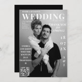 Invitation Mariage de couverture du magazine photo noir et bl (Devant / Derrière)
