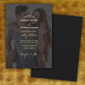 Invitation Mariage de couverture photo Black Gold moderne