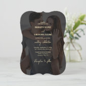 Invitation Mariage de couverture photo Black Gold moderne (Debout devant)